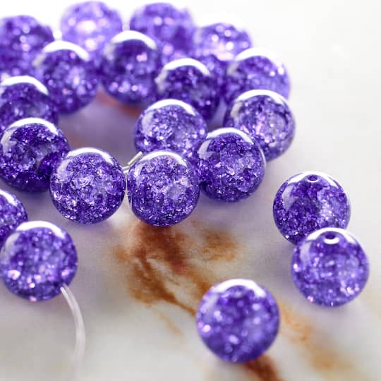 12 Packs: 24 ct. (288 total) Purple Crackled Quartzite Round Beads, 8mm by Bead Landing™
